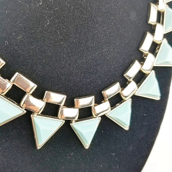 Gold & Mint Green Pyramid Necklace - Picture 5 of 9